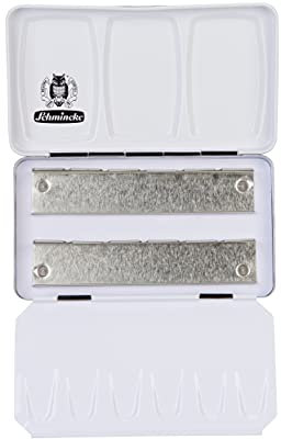 Schmincke – HORADAM AQUARELL Leerkasten für 12 x 1/2 Näpfchen, 74 913 097, schwarzer Metallkasten mit Mischpalette, zur individuellen Bestückung mit 12 halben Näpfchen HORADAM AQUARELL