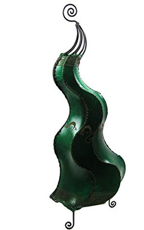 Simandra Orientalische Lampe Stehlampe marokkanische Hennalampe Lederlampe Tischleuchte Stehleuchte Orient Mogador Gecko 80 cm Color Grün