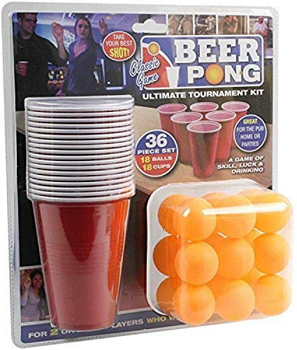 Beer Pong 36 Pieces Ultime Tournament Kit Cups & Balls Adult Bars Game Set