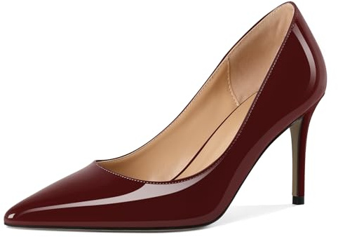 EDEFS Escarpins Femme,Talon Aiguille,Bout Pointu fermé,Classics Chaussures à Talons Bordeaux 38