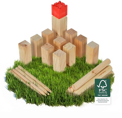 Ocean 5 Kubb - Original Wikinger Wurfspiel für Draußen - Holz Schach Kegel Spiel aus Skandinavien - Das Geschicklichkeitsspiel für Den Sommer