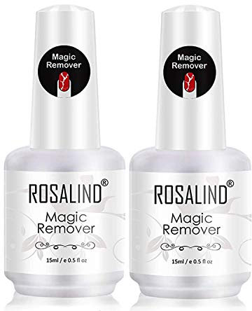 ROSALIND 2PCS Magic Remover Uñas, Eliminar de Forma Rápida y Sencilla Esmaltes Semipermanente Para Uñas, No Lastimar Tus Uñas, Quitaesmalte en gel Profesional de No Irritante 15ml