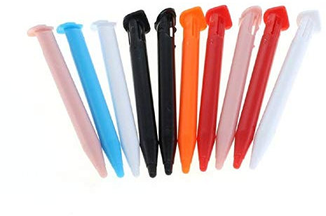 subtel - Pack de 10x Stylets pour Nintendo New 2DS XL - Stylet Tactile de précision pour Vos Jeux vidéo sans rayer l'écran Couleur Rouge, Rose, Blanc, Bleu, Noir, Orange