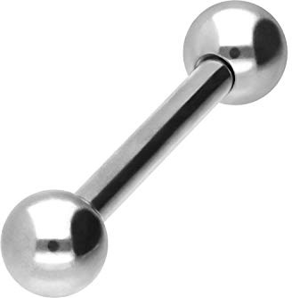 PIERCINGLINE Piercing barbell en acier chirurgical - 2 boules - Barre de piercing pour la poitrine, les parties intimes et la langue - Tailles et couleurs au choix