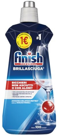 Finish Brillantante Lavastoviglie, 2 Prodotti da 500 ml di Brillantante, Additivo Lavastoviglie per Stoviglie Splendenti e Asciutte