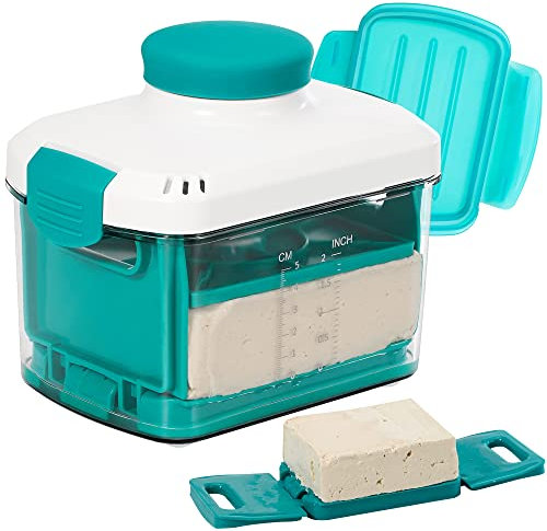 NOYA Tofu Press with Cheesecloth - Vegan Tofu Presser to Speed up Removing Water from Silken, Firm, and Extra Firm Tofu in 10-30mins Without Crack - BPA Free