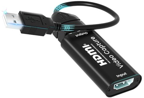 AMANKA HDMI Audio Video Capturadora, Capturadora de Video USB para Edite Video/Juego/Transmisión/Enseñanza en línea(Negro)