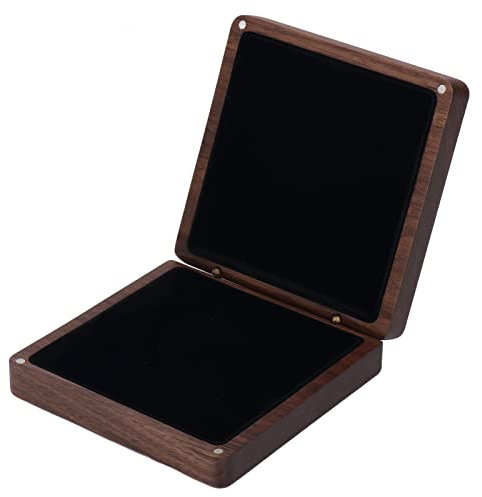 Holz Schmuck Geschenkbox, Schmuckkästchen, 12cm Aufbewahrungsbox für Schmuck, Quadratisch Handgefertigtes Glänzend Poliertem Walnussholz Schmuckschachtel Ohrring Halskette Armband Display Box