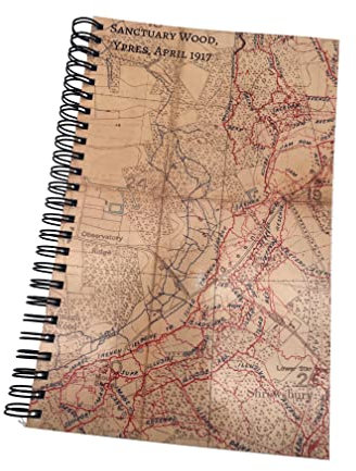 Hornbeam Militaria Trench Map Notebook, Sanctuary Wood April 1917, A5, 80 Pages, Gifts For Men
