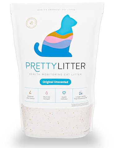PrettyLitter Health Monitoring Cat Litter (Unscented, Non Clumping) | Lightweight & Low Tracking, Color Changing Silica Gel Crystals, Advanced Odor Control — 6 Lbs, Pack of 1 (Up to 1 Month Supply)