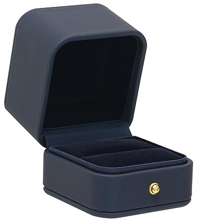 PATIKIL Velours Bague Coffret, Unique Fente Mariage Bague Coffret Ancien Bijoux Porte pour Fiançailles Proposition Cérémonie Anniversaire, Bleu