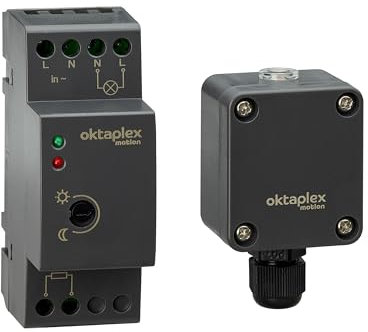 Oktaplex Edi Interrupteur crépusculaire rail 35mm 230V capteur externe IP65 capteur de lumière extérieur anthracite
