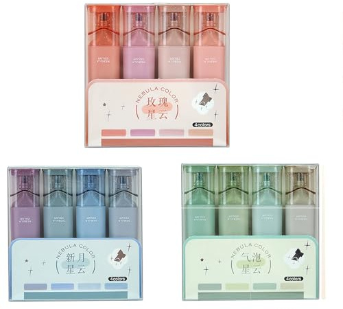 Nexoria Glitzer Textmarker, 4 Stück Textmarker Pastell Aesthetic Marker Stifte Textmarker Set Glitter Highlighters Markers Fluoreszierende Stift Mini Textmarker Glitzer-Textmarker für Tagebuch (3PCS)