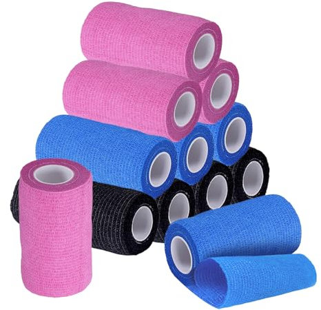 SCBOY Selbstklebender verband 12 Rollen Verband selbstklebend 10cmx4,5m Mehrfarbig Elastische selbsthaftende bandage Für Stretch Sportler Handgelenk Knöchel, Tierische