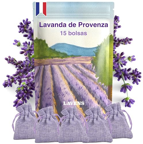 20 bolsitas de Lavanda perfumadas en arpillera Premium - Origen Provence France - Bolsa de Olor para Armario, Ropa y Armario. Bolsa de Lavanda Seca Desodorante.