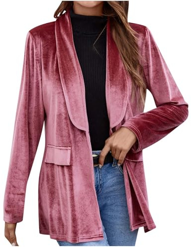 FGVFCS Blazer da donna in velluto casual elegante casual ufficio lavoro a maniche lunghe giacche con risvolto cappotti eleganti giacche da sposa giacca leggera su misura elegante giacca blazer per