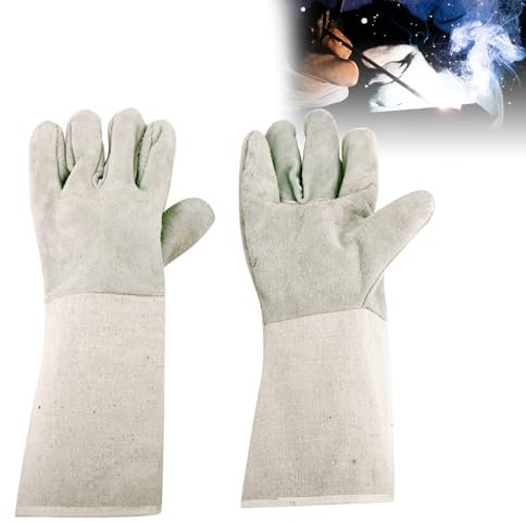Helweet Guanti da Saldatura, Guanti Barbecue, Guanti Ignifughi, Guanti da Lavoro, Guanti Protettivi, Adatto per Giardinaggio, Forno, Griglia, Camino, Fornello, Presine, Saldatore e Barbecue