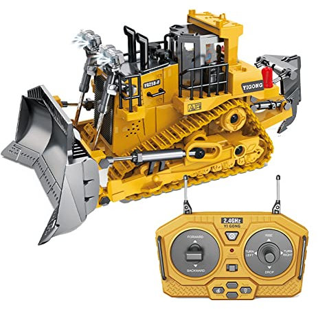 Agwuoetr 1:24 2,4 GHz 9 KanäLe Fernbedienung Traktor Spielzeug Bulldozer RC Aluminiumlegierung Technik Traktor Spielzeug für Kinder Stil B