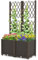 HOMASIS Lit de Jardin Surélevé en Bois avec Treillis, Jardinière d’Extérieur avec Disque Auto-Arrosant, Trous de Drainage, Bac à Fleurs pour Plantes Grimpantes, Légumes 80 x 40 x 140 cm (Brun)