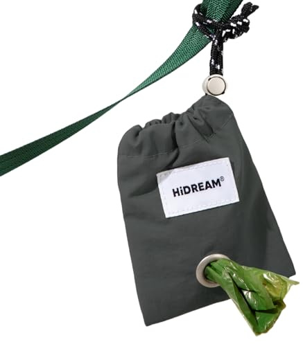 Duuclume Soporte para bolsas de excremento de perro pequeño, dispensador de bolsas de basura con cordón, accesorio de correa ligera de nailon para camping, caminar, viajes (gris)