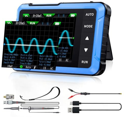 SURLABA Pocket Oscilloscope 2in1, Upgrade DSO510 Mini Oscilloscope 10MHz 48MS/s, Signal Generator with 13 Waveform, Data Transfer & Images Saving, Auto/Nomal/Single Trigger Function