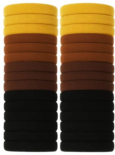 WROLY Elastic Hair Ties, Ponytail Holders No Damage Soft Hair Bobbles for Girls Women Thick Seamless Hair Bands (Neutral, 30 Pcs)