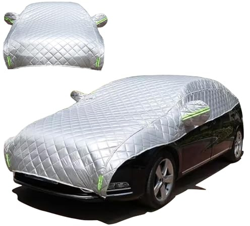 Abdeckung Auto Winter Halbgarage, Autoabdeckung Hagel-Schutzabdeckung, Verdickte Schutzdecke mit reflektierenden Streifen, Winddicht & Universell für SUV, Sedan, Coupe (M)