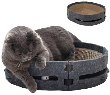 Cama para rascar Gatos – rascador de cartón con Bolas de Campana, Tabla de rascar de Alta Densidad para Gatitos, para Oficina, Hotel, Viajes, Camping, Interior, Dormitorio, Sala de Estar