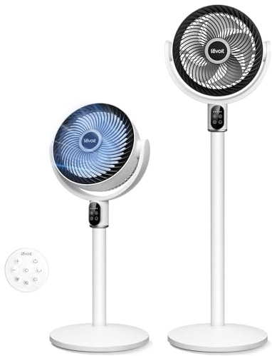 Levoit Standing Fan, 20dB Ultra Quiet Pedestal Fans for Bedroom | 1740m³/h Powerful Airflow, Air Circulation, 18W Low Energy Use, 90° Oscillating&Manual 90° Vertical Tilt, 12H Timer