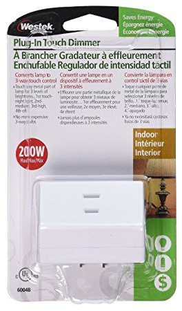 Westek 6004 200W 3-Level Touch Lamp Plug-In Dimmer, White