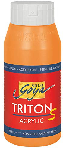 KREUL 17314 - Solo Goya Triton S Acrylfarbe echtorange, 750 ml Flasche, schnell trocknend mit Glanzeffekt, Farbe auf Wasserbasis, in Studioqualität, vielseitig einsetzbar, gut deckend und ergiebig