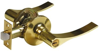 Amig - Set di maniglie con scrocco sinistro - Rosetta Ø65 mm - Scrocco d’ingresso 60/70 mm - Dorato - Zamak - Per porte in legno da 35 a 45 mm - Include 3 chiavi - Mod. 710