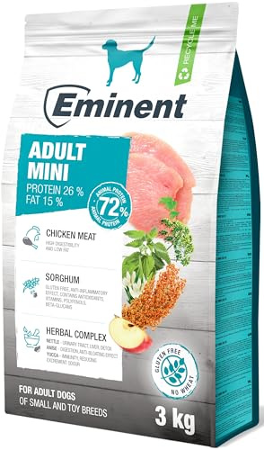 Eminent Adult Mini High Premium – Glutenfreie Vollnahrung für ausgewachsene Hunde Kleiner Rassen | Mit 75% tierischem Eiweiß & MOS, FOS, Beta-Glucanen (3kg)