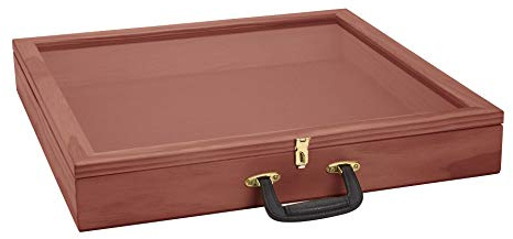 SSWBasics 36 Inch Portable Velvet Cherry Wood Display Case | 24 W x 36 L x 4 D Countertop Jewelry Display Case