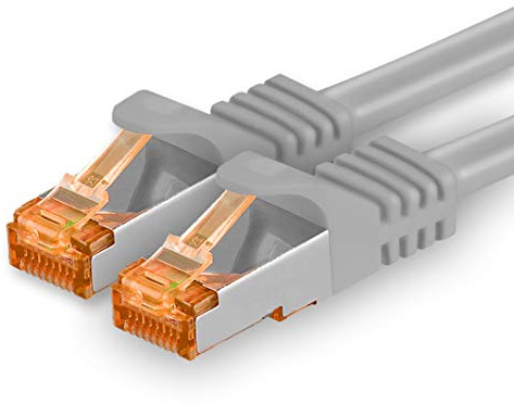 1aTTack.de 2m - Cat.7 Netzwerkkabel Grau - 1 Stück Gigabit Ethernet LAN Kabel 10000 Mbit s Patchkabel Cat7 Kabel S FTP PIMF Schirmung LSZH Cat.7 Rohkabel Rj45 Stecker Cat 6a - 1 x 2 Meter