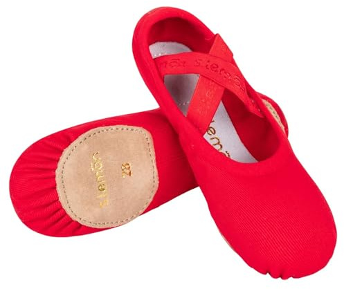 s.lemon Zapatos de Ballet, Elástico Canvas Suela Partida Danza Zapatos de Bailarina de Ballet para Niñas Mujeres Hombre Rojo 40