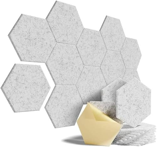 Insonorizacion Acustica Pared 12 Piezas Paneles Acusticos Hexagonales Autoadhesivo Alta Densidad Paneles Acusticos Insonorizacion para Decoración de Paredes y Tratamiento Acústico 30x25x1cm