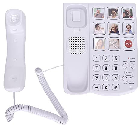 Big Button Phone for Seniors, LD‑858HF Corded Landline Telephone with SOS Button Prestored Number Hands Free Speaker Function for Seniors Elderly