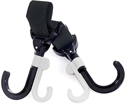 YARNOW 2pièces Lot De Crochets Pour Poussette Clips Auto-agrippants Cintres Pour Couches Et Vêtements Noir Gris Facile à Installer