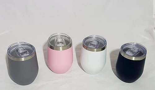 Grey 12oz Stainless Steel Insulated Coffee Tumbler with lid, Double Walled Wine Cup, Ideal for hot and Cold Drinks