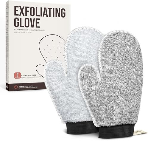 ZOMCHI 2er-Pack Tiefenpeeling-Handschuhe mit Dual-Textur, Massage-Körperpeeling-Handschuhe für das Home-Spa, Peeling-Handschuh zur Entfernung abgestorbener Haut (tief + sanft)