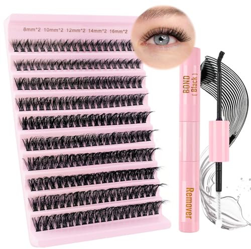 Parriparri Ciglia Finte Ciuffetti con Colla 60D Naturali Ciglia Finte Kit con Bond e Remover Morbide D Curl Extension Ciglia per Uso Personale e Domestico