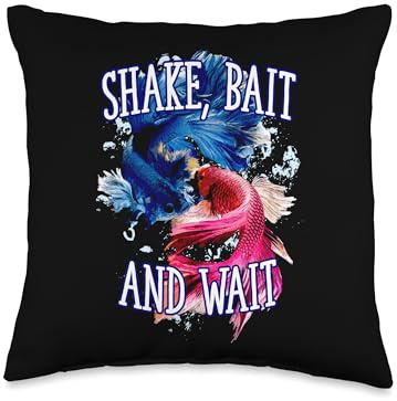 Shake Bait and Wait Fishing Lakes Fisherman Lagoon Hunting Throw Pillow