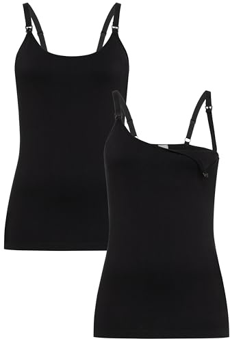 Herzmutter Tops d'allaitement Seamless - Lot de 2 - Camisole d’Allaitement - Fermetures Pratiques par Clips - sous-Maillots de Corps pour l'allaitement - Allaitement - 5320 (XL-XXL, Noir, 2X)