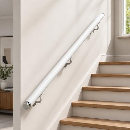 240cm Wooden Stair Handrail with Brackets, Pine Wood Banister Rail