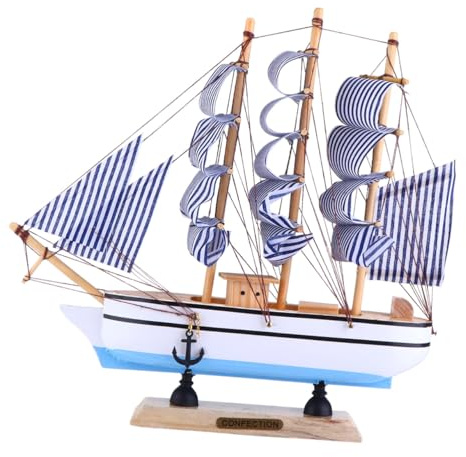 ARTSEWPLY Modelo De Madera Barco De Vela 24 Cm, Decoración Náutica Vintage, Madera Tela No Tejida, para Hogar y Oficina, Adorno Escritorio Salón, Decoración Temática Náutica