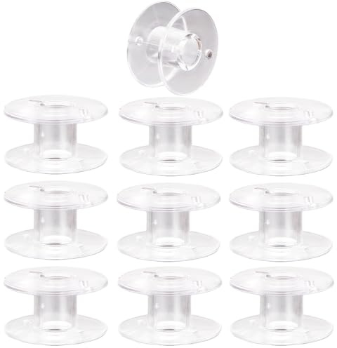 Pevlkawr 10 bobinas de plástico para lata máquina de coser latas de costura accesorio transparente universal para máquina de coser