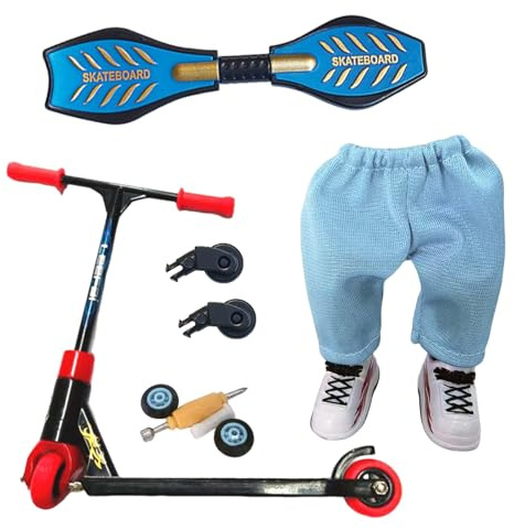 10Pcs Metal Finger Scooter Set Interactive Detachable Finger Skateboards with Pants Shoes for Kids Adults Mini Two Wheel Finger BMX for Finger Tricks Training Desk Decor Party Favours Classroom Reward