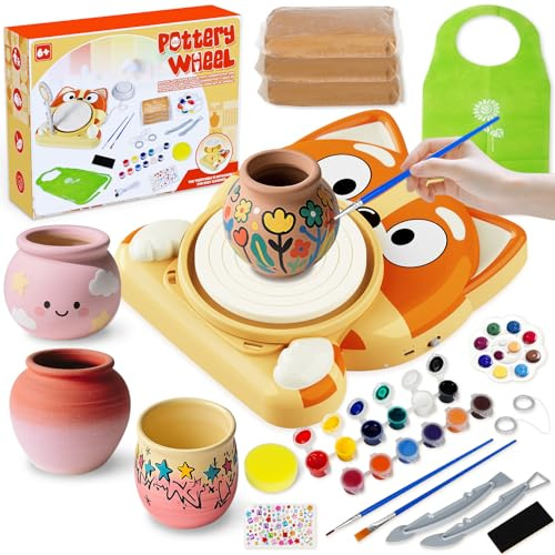 Insnug Pottery Wheel for Kids - Pottery Arts and Crafts for Kids Ages 8-12 with 3 Pack Painting Kit Air Dry Clay Art Supplies Toys for Girls Boy Christmas Birthday Gift for 6+ Gifts
