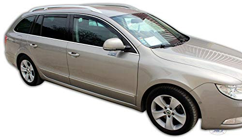 J&J AUTOMOTIVE | Windabweiser Passend Für Superb II, 5-Türer Kombi 2008-2014, Heko Regenabweiser, Getönt, Set 4-Teilig, Vorne, Hinten, Aerodynamisch